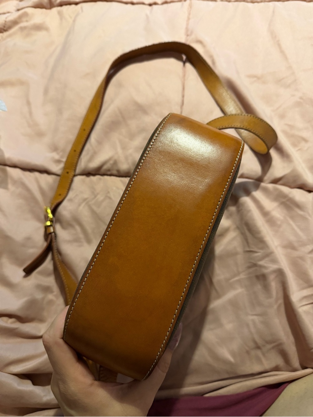 Celine Brown Monogram Shoulder Bag with Tan Trim - Picture 8 of 12